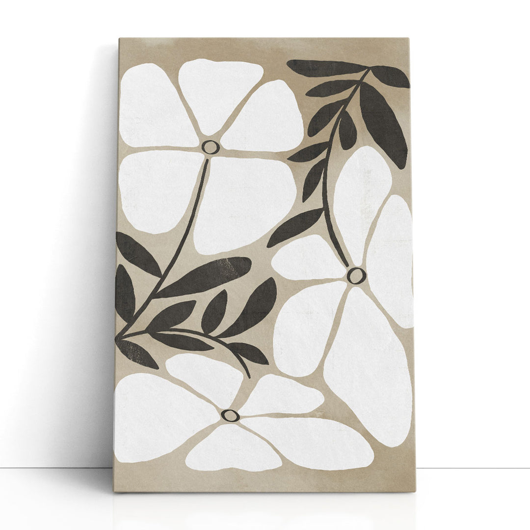 abstract floral painting – white blossoms on neutral background