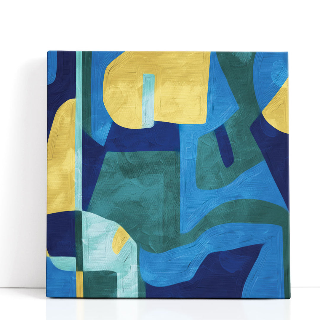 Blue abstract artwork with fluid shape design