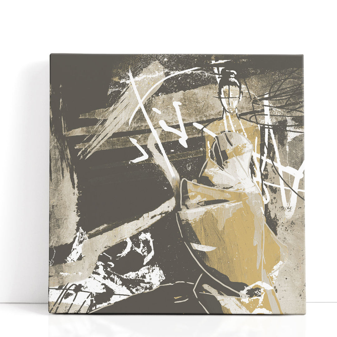 Beige Abstract Dress - Canvas Print Wall Art