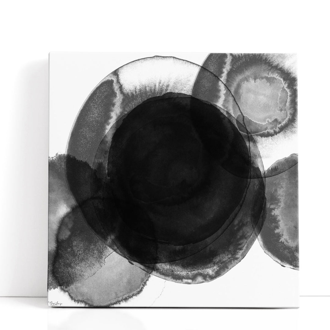 Black Circle Abstract - Canvas Print Wall Art