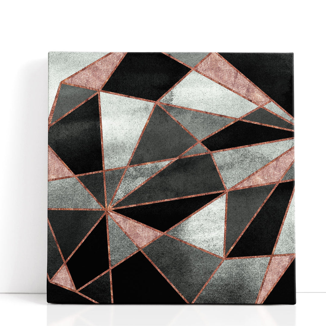 Abstract canvas art with geometric shapes