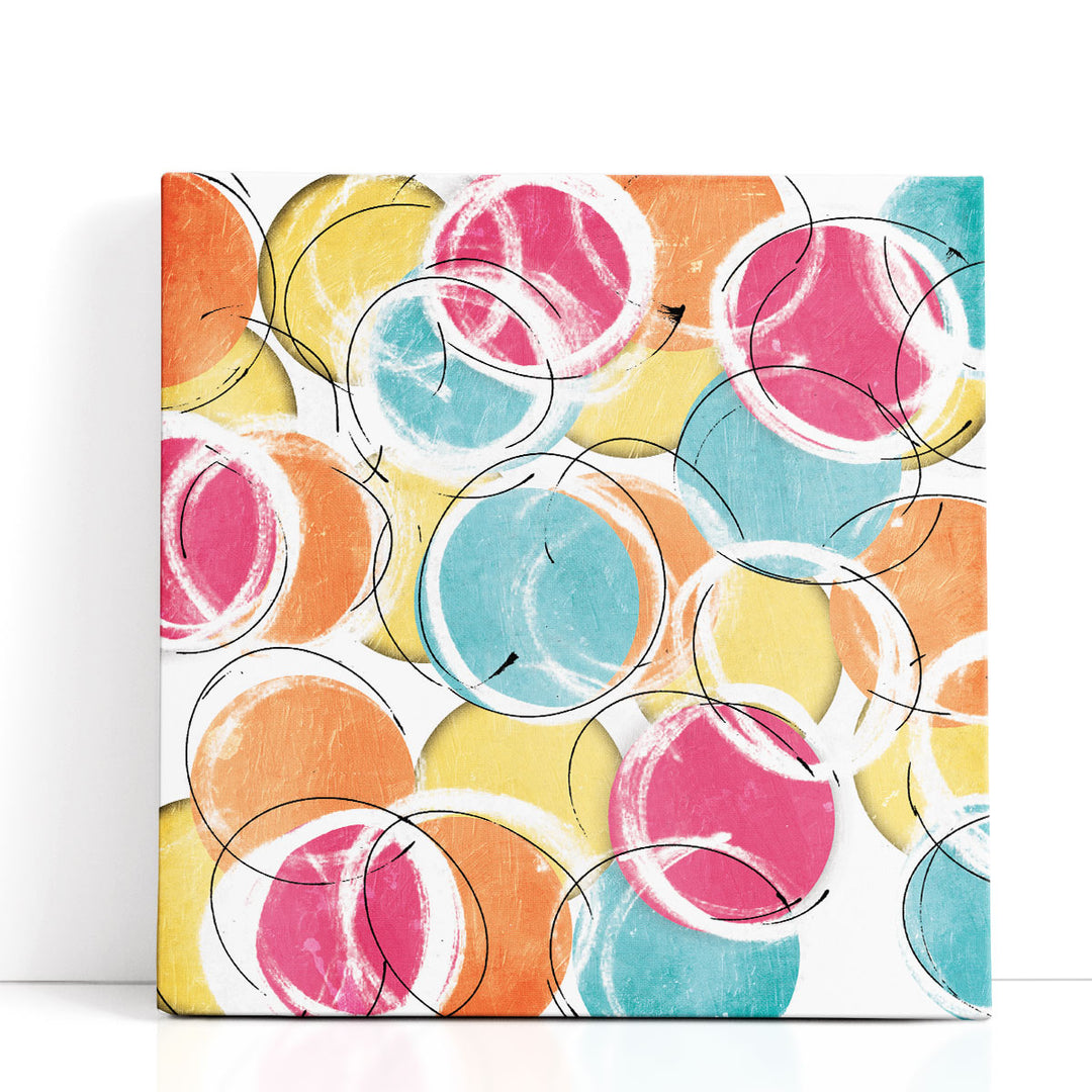 Abstract canvas wall art with colourful circles