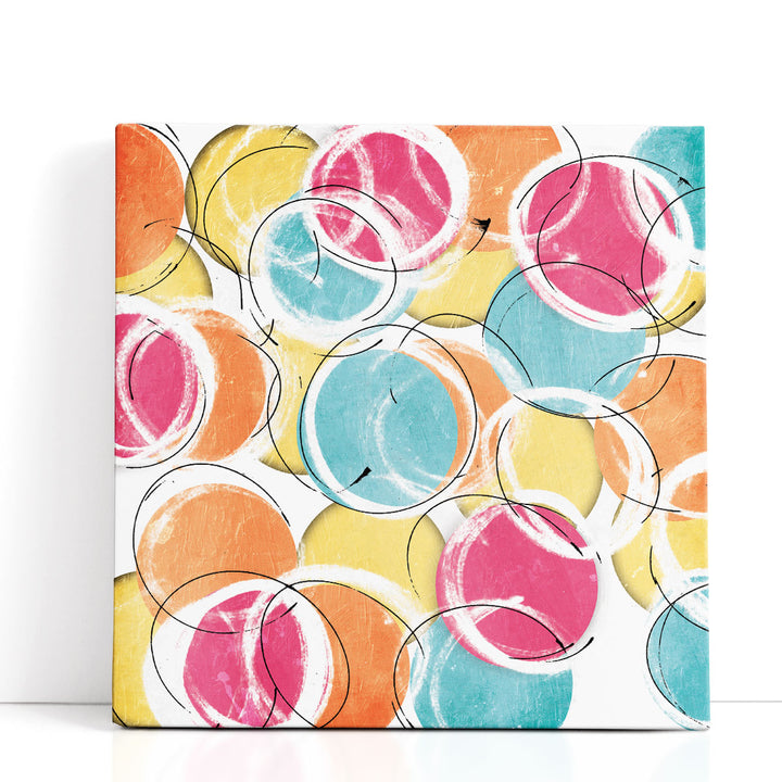Abstract canvas wall art with colourful circles