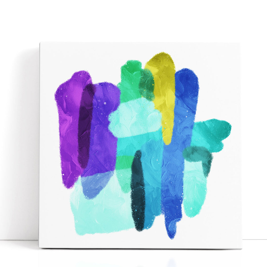 Modern Abstract Wall Art – blue and green watercolor finger strokes