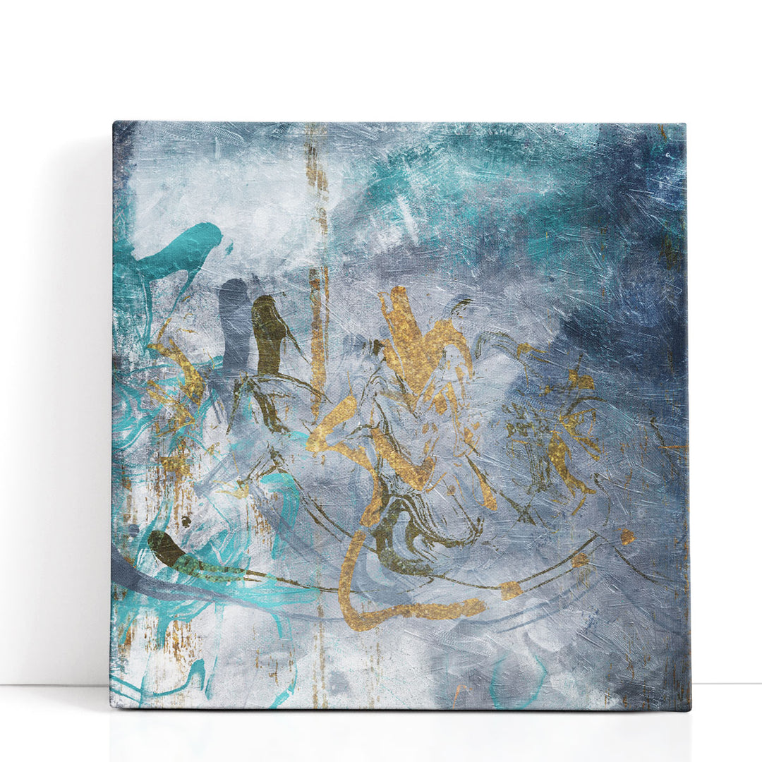 blue abstract art canvas oceanic brushstrokes