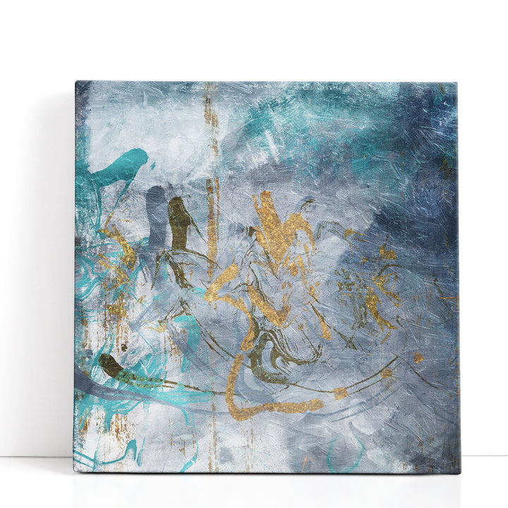 blue abstract art canvas oceanic brushstrokes