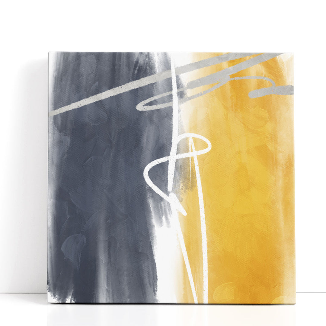 Yellow and Gray Canvas Wall Art vibrant brushstrokes