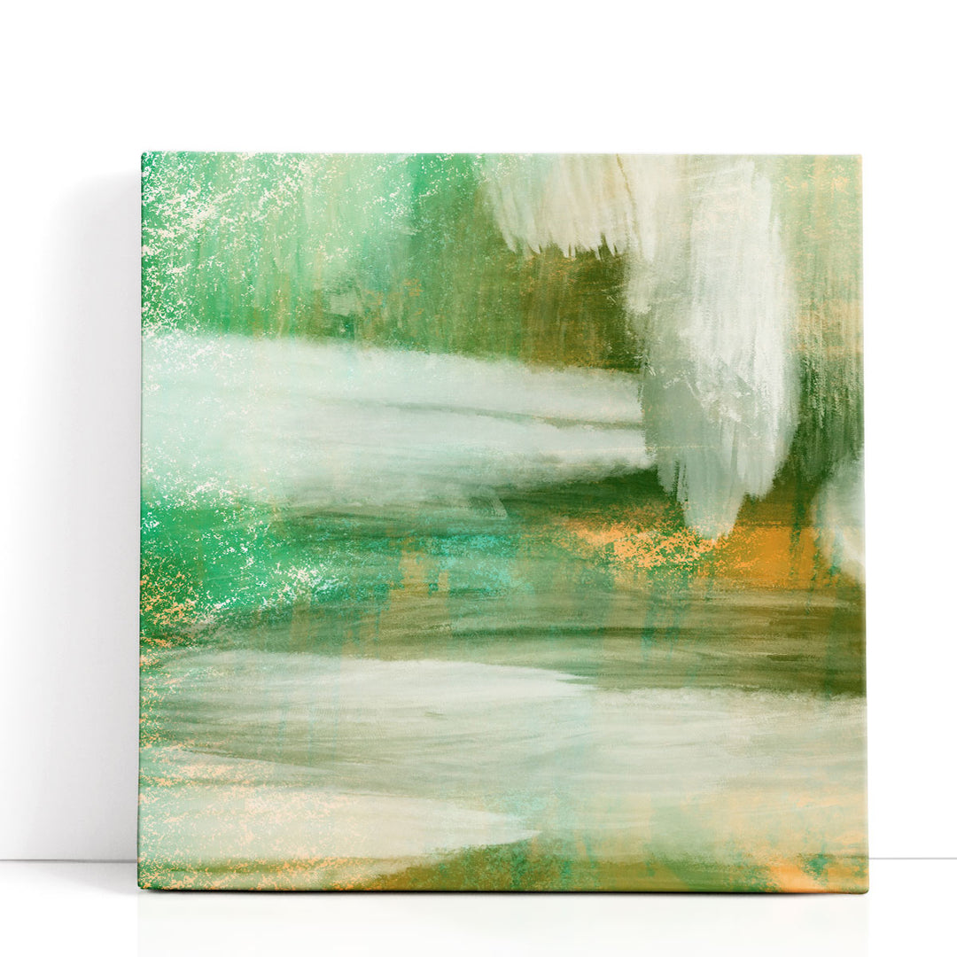 White textured strokes on green canvas