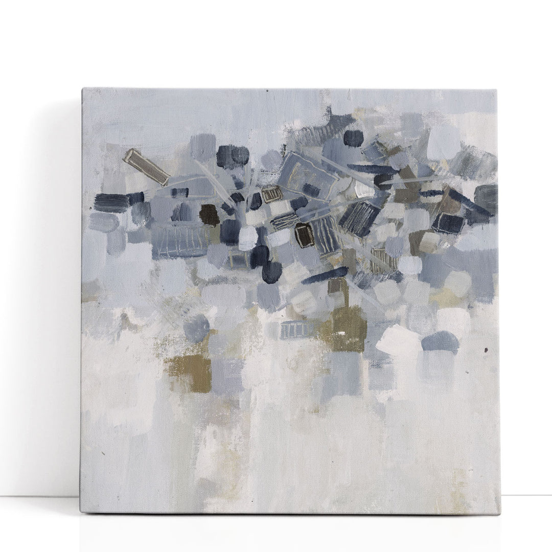 Grey abstract artwork with soft small shapes
