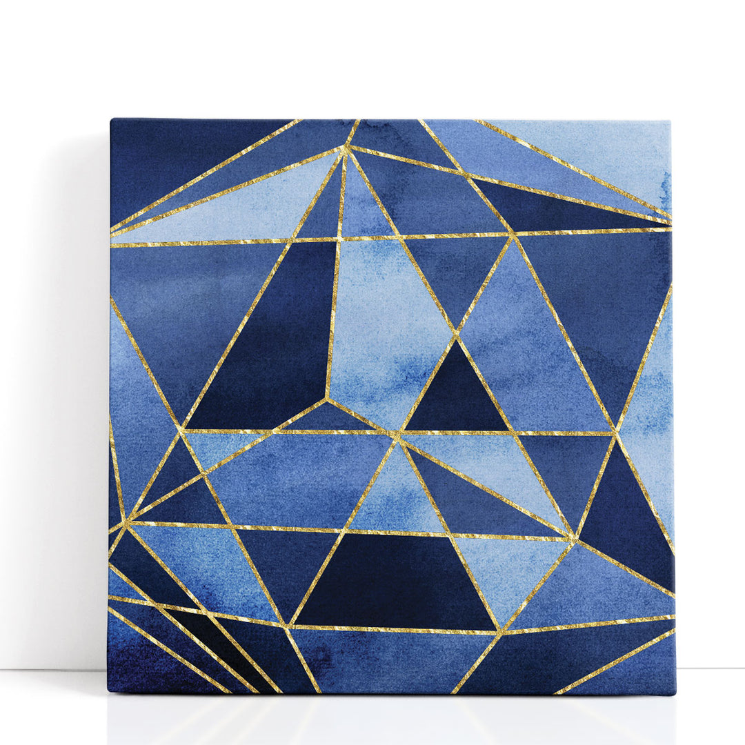 Blue abstract art with geometric layout