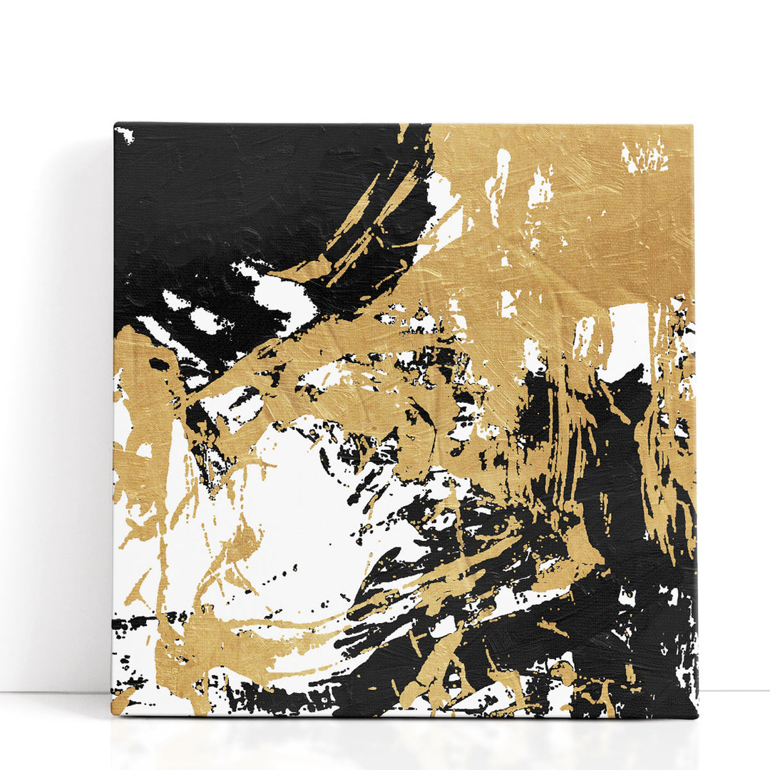 Action Abstract Art Prints – bold black and gold strokes