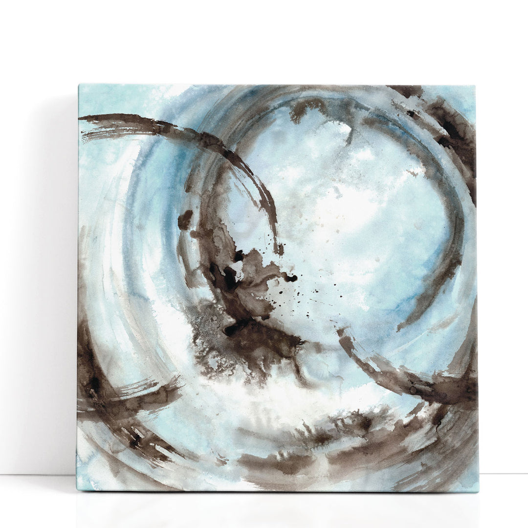 blue abstract art with brown strokes