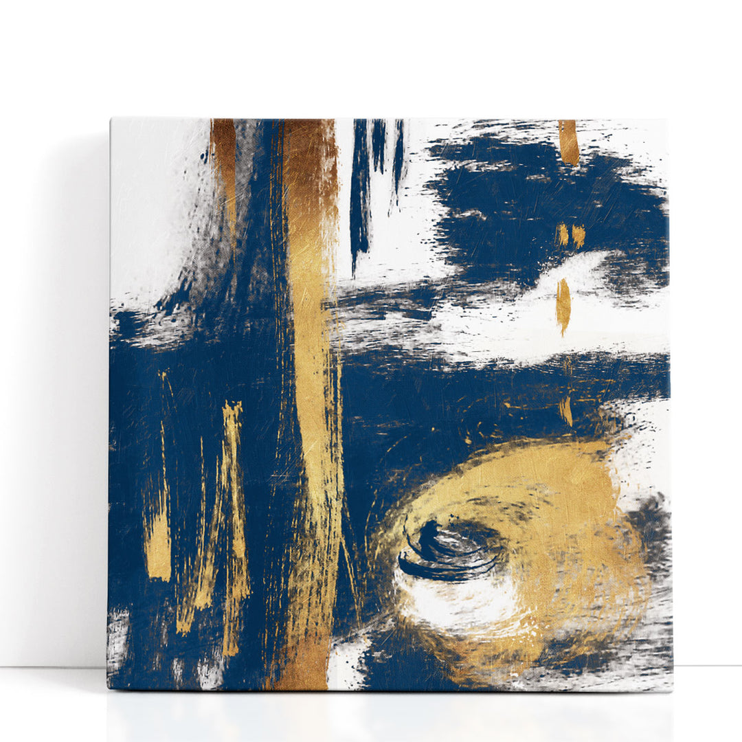 Blue and gold abstract wall art design