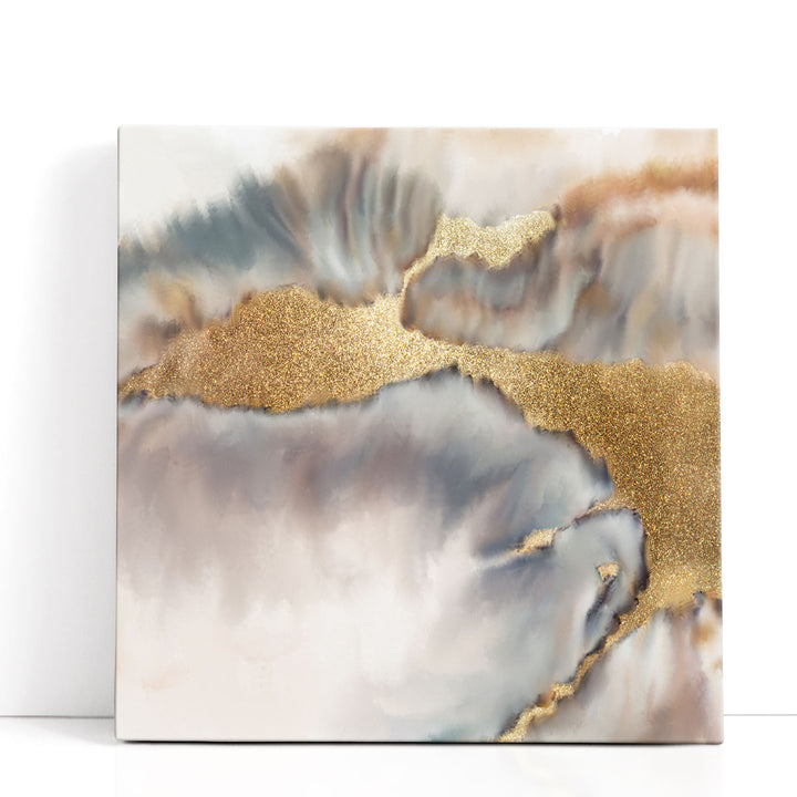 Grey and gold canvas wall art with abstract texture