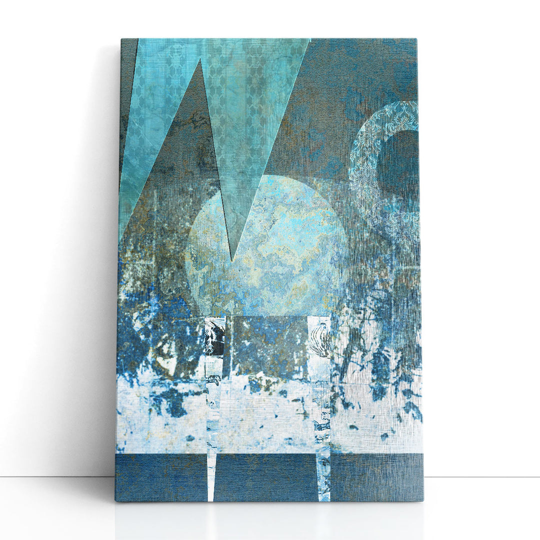 Blue abstract art with textured layers