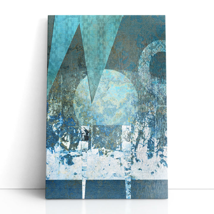 Blue abstract art with textured layers