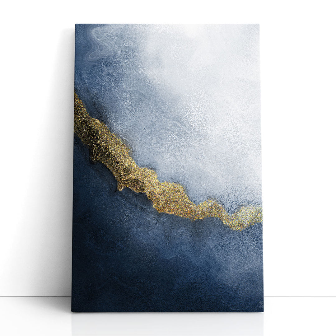 blue and gold wall art shimmering metallic design