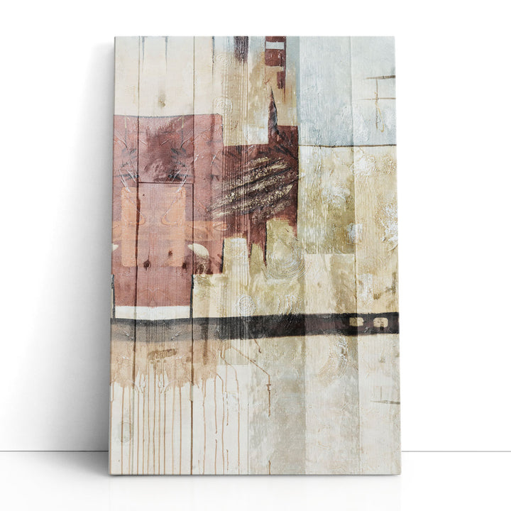 Aztec canvas art with neutral tones