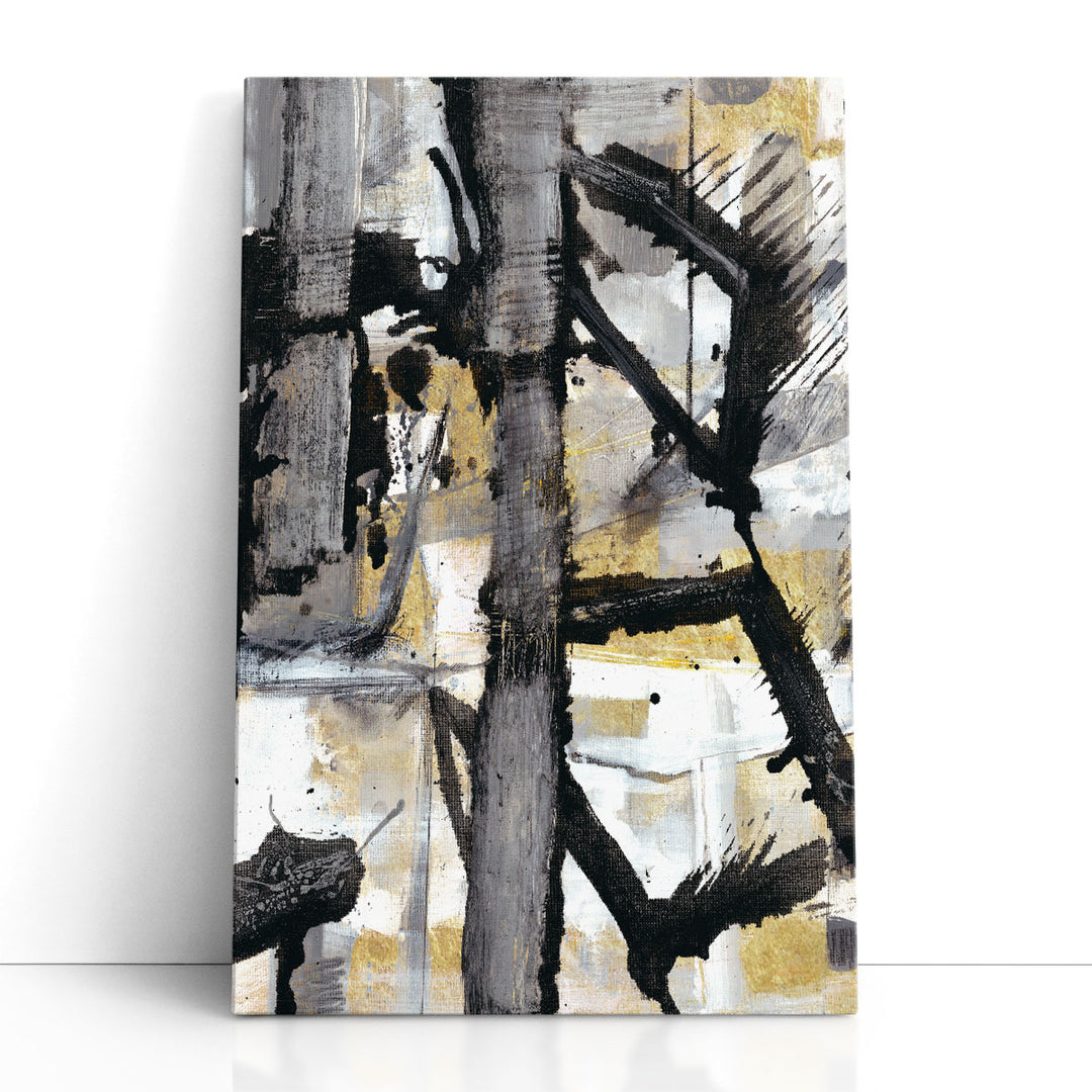 Golden Wall Art – abstract gold brushstrokes over black