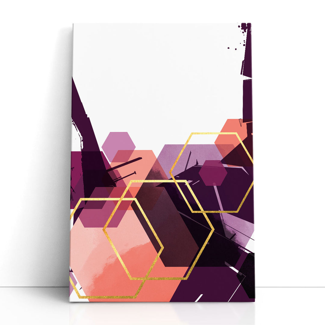 Purple abstract art with coral tones