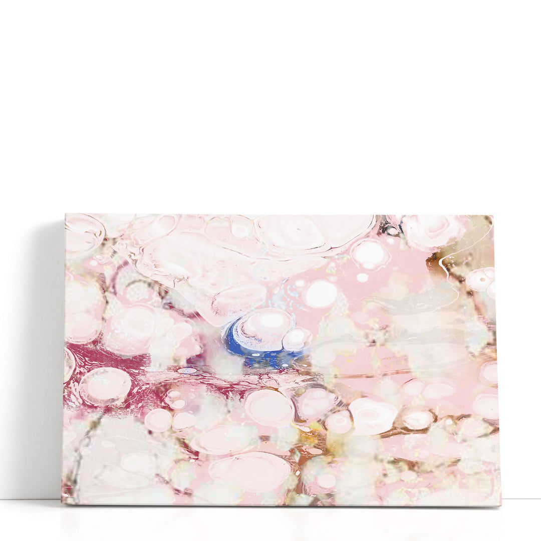 Pink abstract wall art with circular patterns