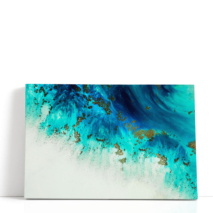 Blue abstract art with flowing shapes