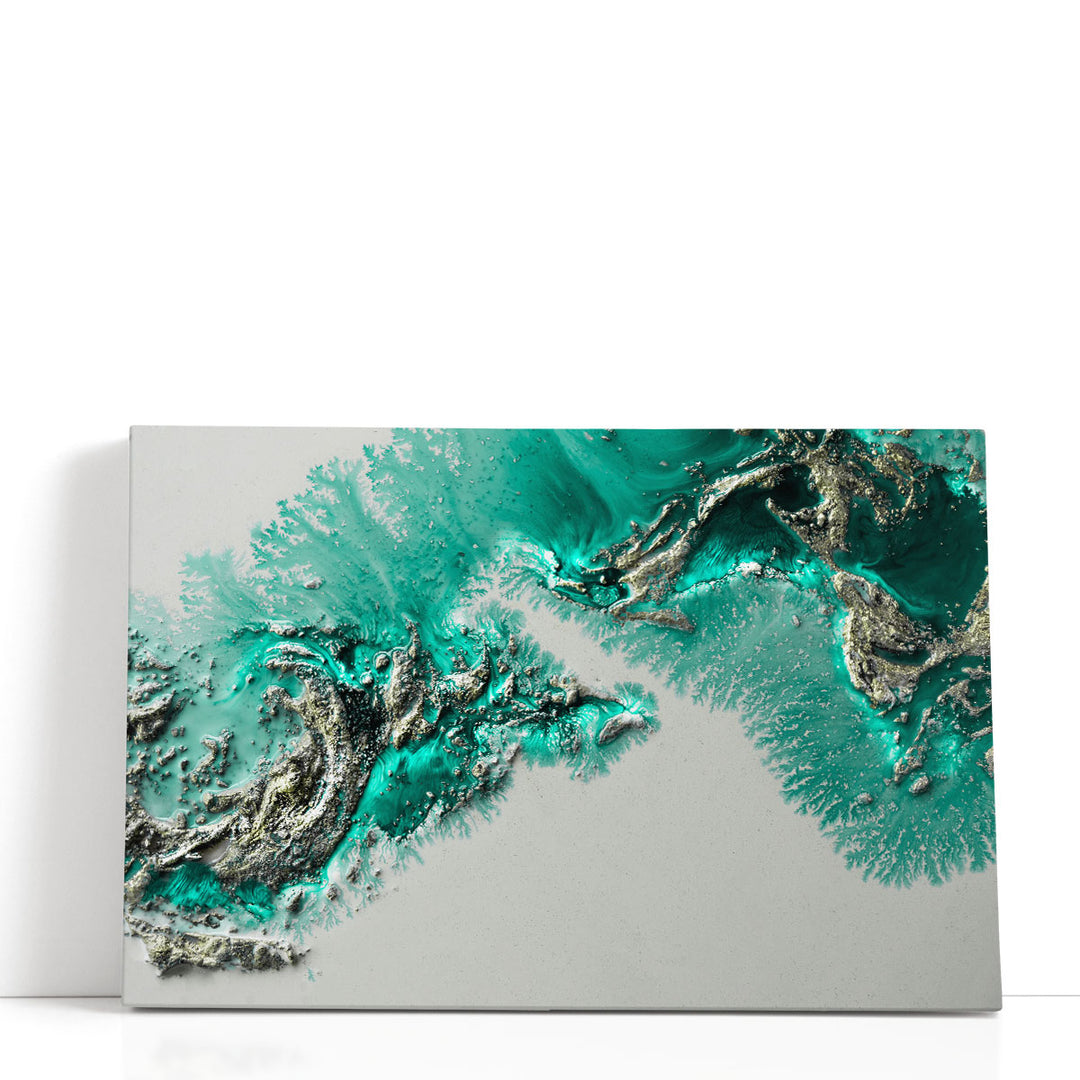 abstract artwork misty teal canvas