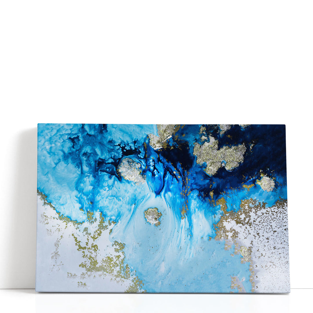 Abstract wall art in blue and white
