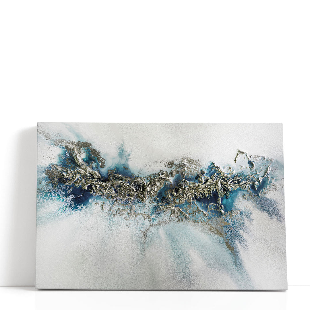 Neutral abstract art with metallic finish