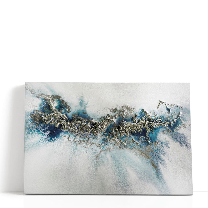 Neutral abstract art with metallic finish