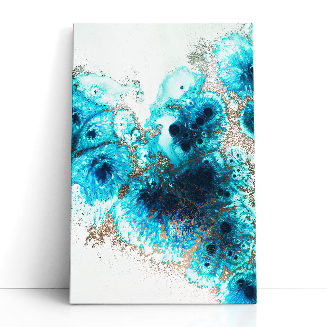 Blue and white abstract fluid painting