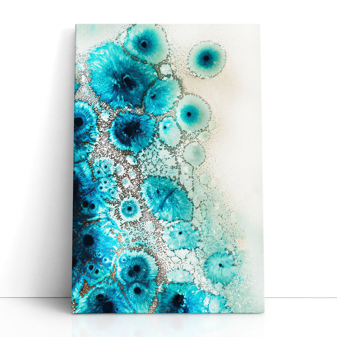 blue wall decor textured floral canvas print