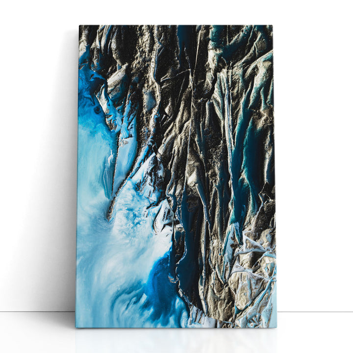 Blue abstract painting with bold texture