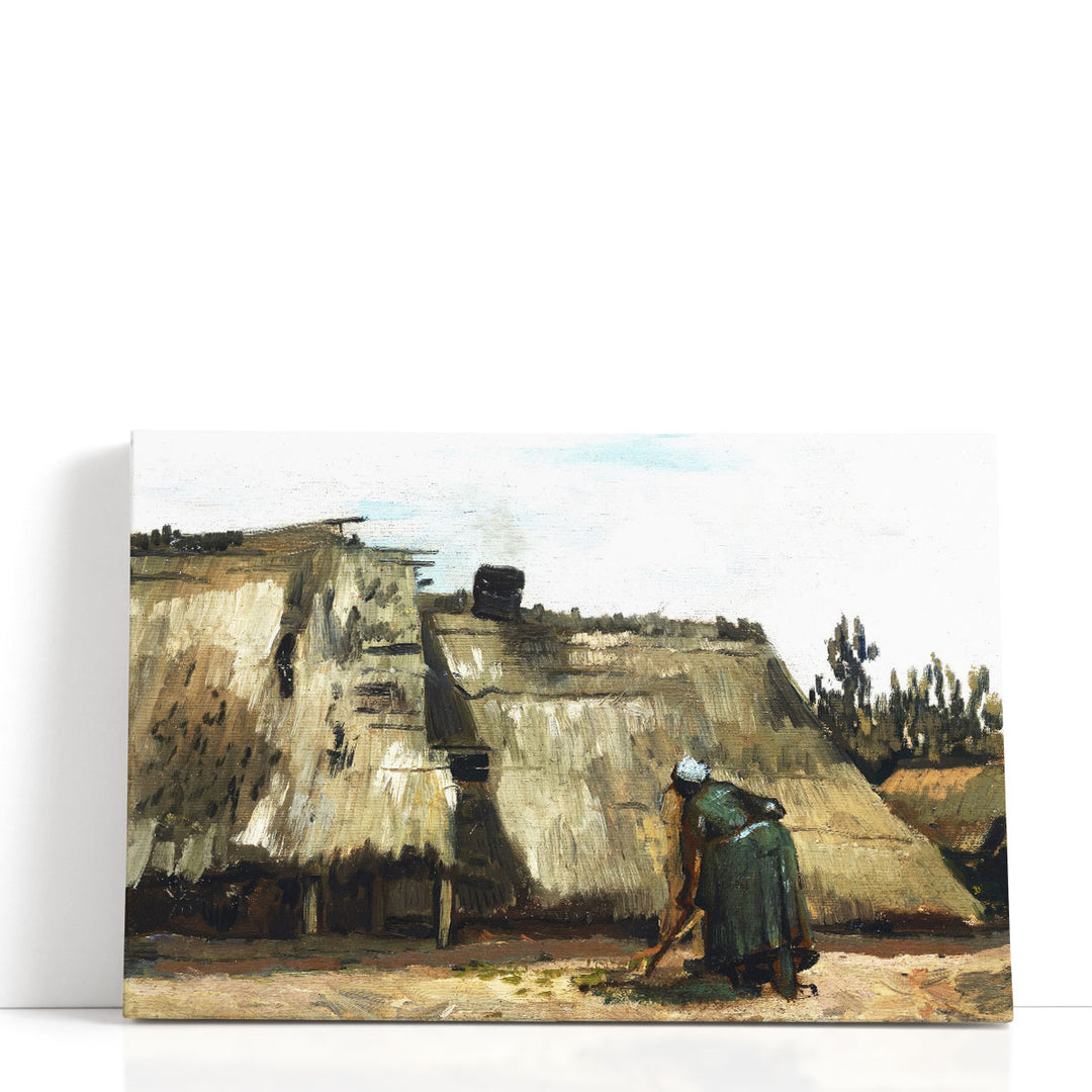 A Peasant Woman Digging in Front of Her Cottage, 1885 - Canvas Print Wall Art