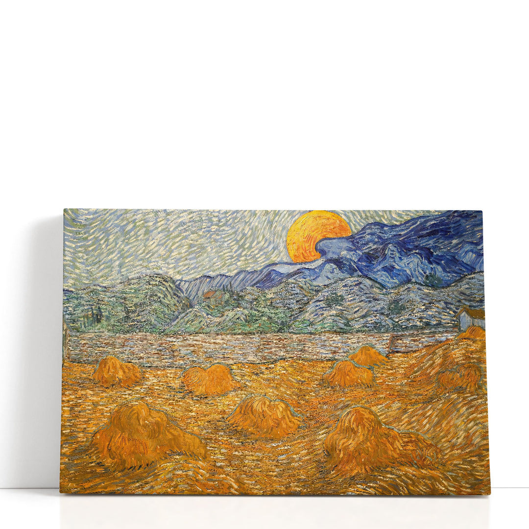 Landscape with Wheat Sheaves and Rising Moon, 1889 - Canvas Print Wall Art