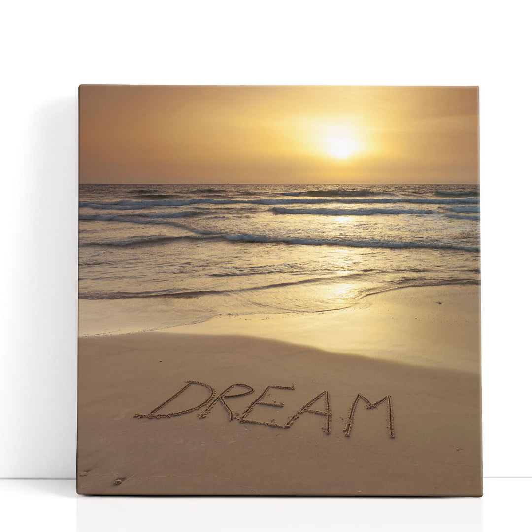 Dream Written on Beach - Canvas Print Wall Art