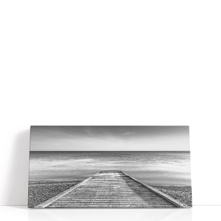 Jetty on Tranquil Beach - Canvas Print Wall Art