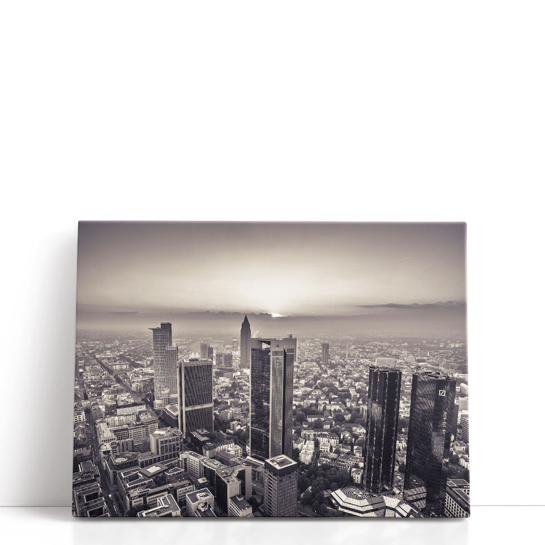 City Skyline At Dusk, Frankfurt, Germany 1 - Canvas Print Wall Art