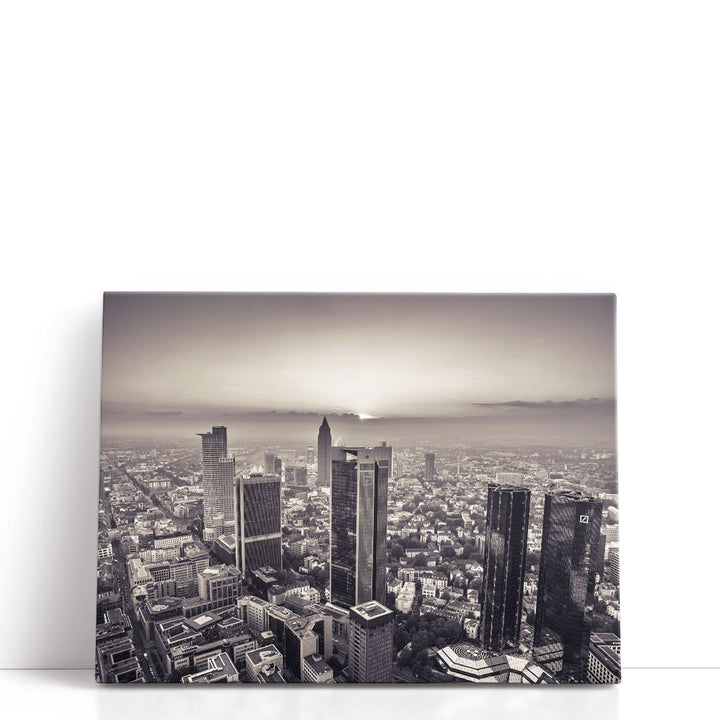 City Skyline At Dusk, Frankfurt, Germany 1 - Canvas Print Wall Art