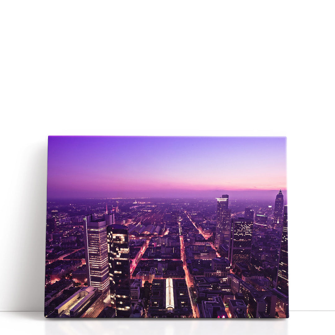 City Skyline At Dusk, Frankfurt, Germany 2 - Canvas Print Wall Art