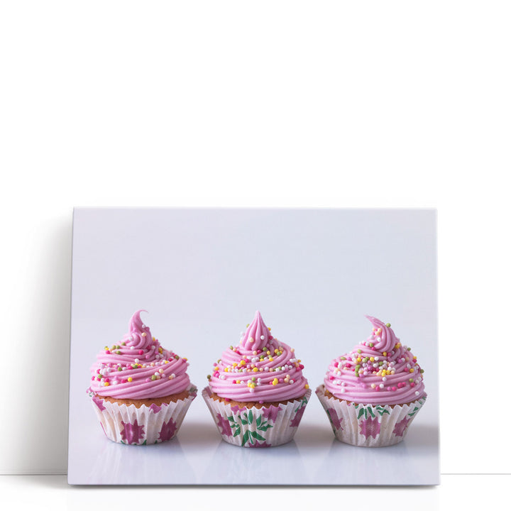 Pink Cup Cakes - Canvas Print Wall Art