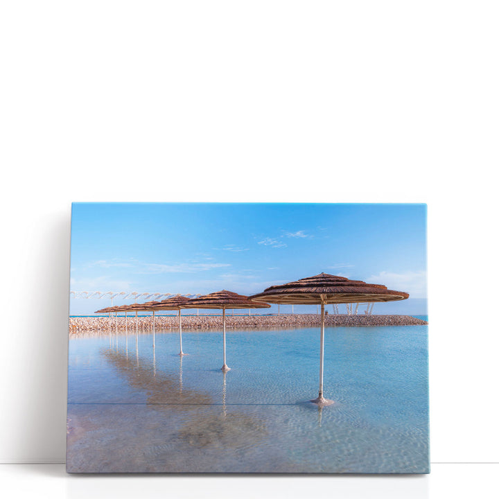Parasol On Dead Sea, Israel - Canvas Print Wall Art