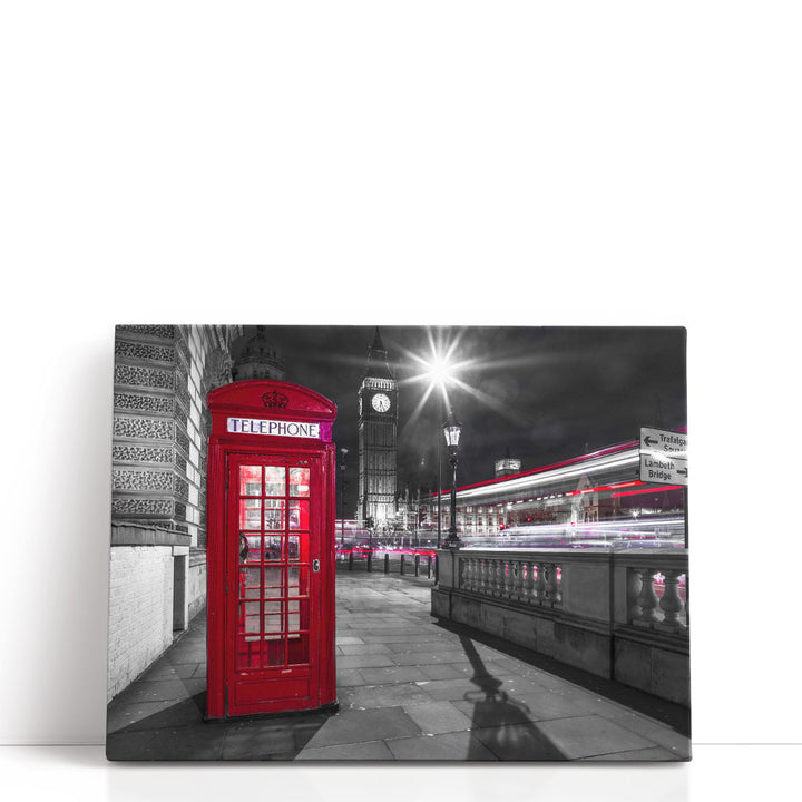 Telephone Box With Big Ben, London - Canvas Print Wall Art