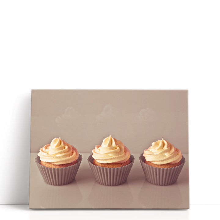 neutral wall art – trio of frosted cupcakes