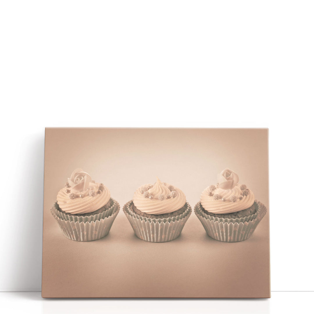 photography canvas prints – trio of cupcakes on canvas