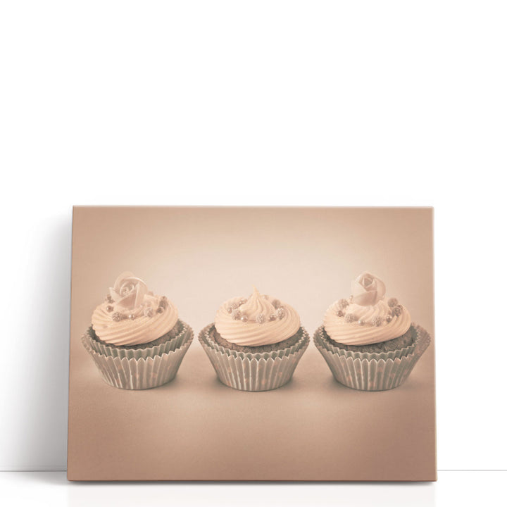 photography canvas prints – trio of cupcakes on canvas