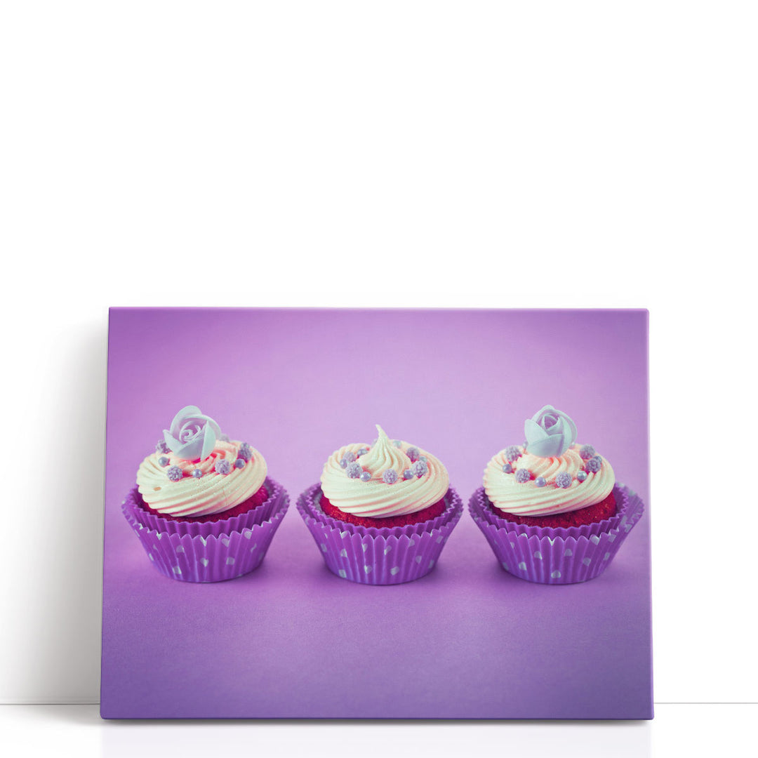 cupcakes on purple backdrop