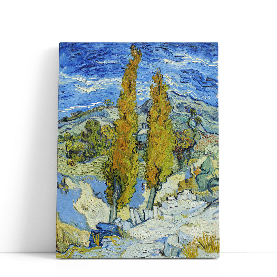 Green tree artwork with scenic mountain view