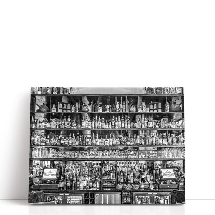 Interior of a Bar in Birmingham, UK Black and White - Canvas Print Wall Art