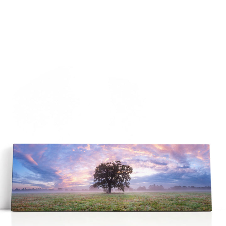 Single tree artwork in tranquil field